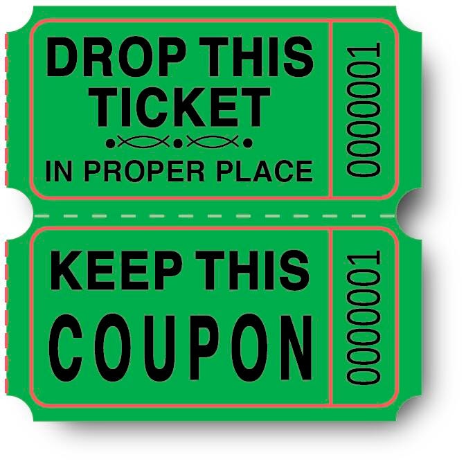 Premier Southern Ticket Roll Ticket, 2 x 2 Inches, Keep This Coupon, 2000 Tickets, Item Number 042474